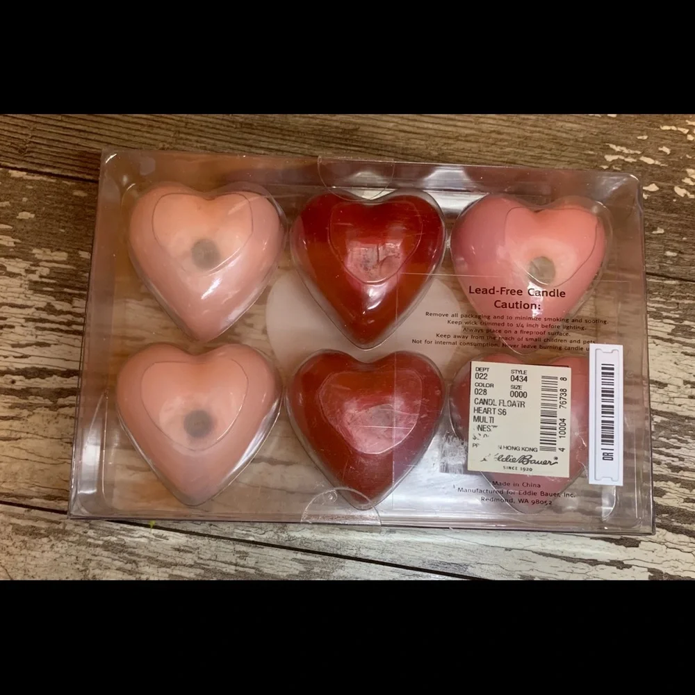 Eddie Bauer Home heart‎ floating candles set of 6 valentines decoration new